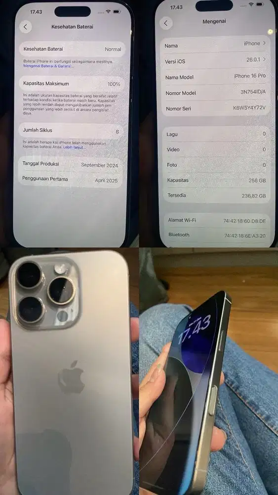 iphone 16 pro internal 256