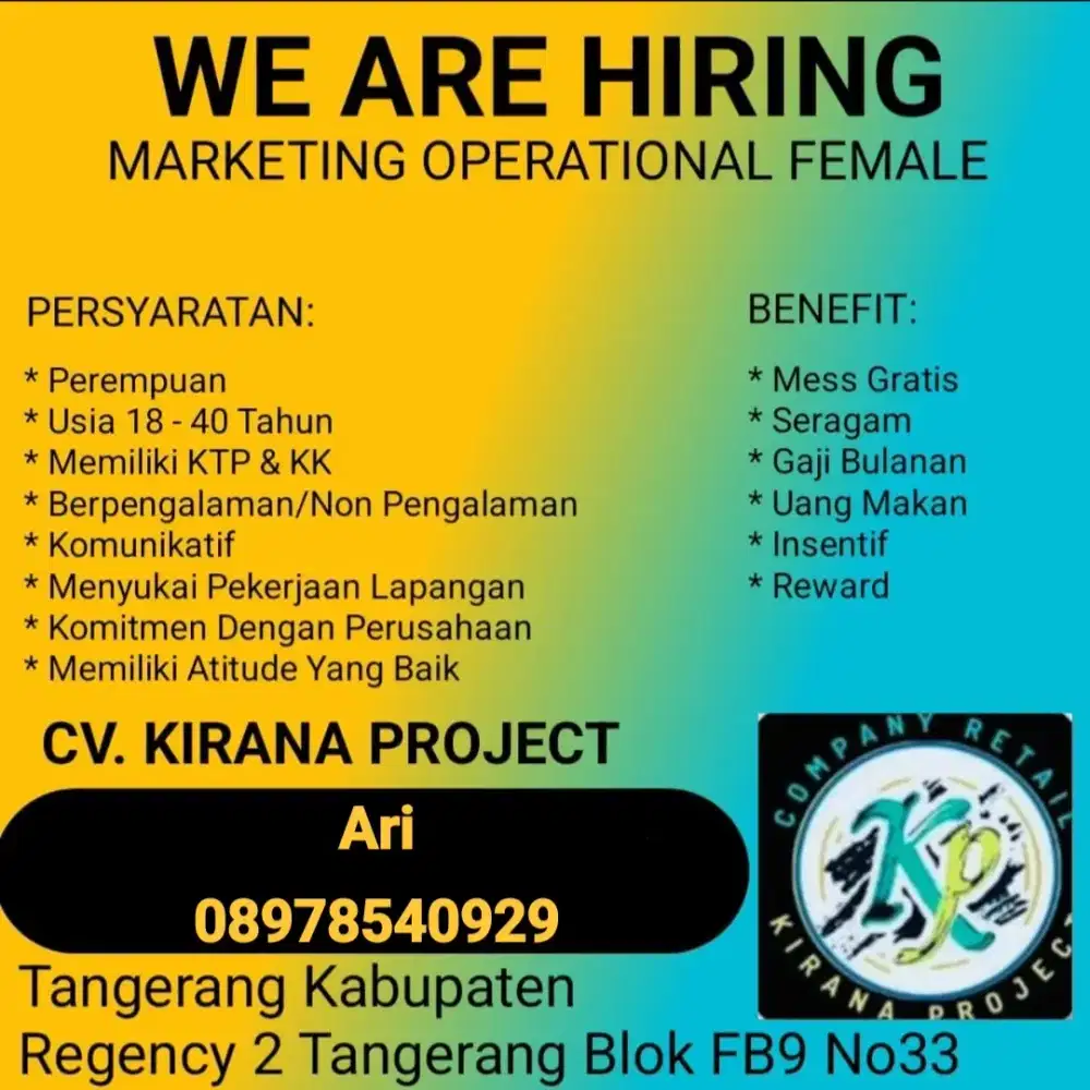 Lowongan pekerjaan khusus wanita