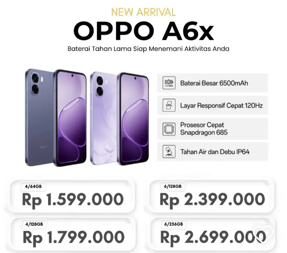 PROMO TERBARU HP OPPO A6X || READY RAM 8(4+4) ROM 128 || BISA CICILAN