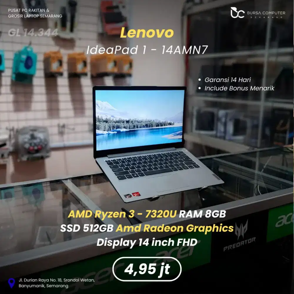 LENOVO Ideapad 1-14AMN7 | Ryzen 3 7320U 8GB 512GB