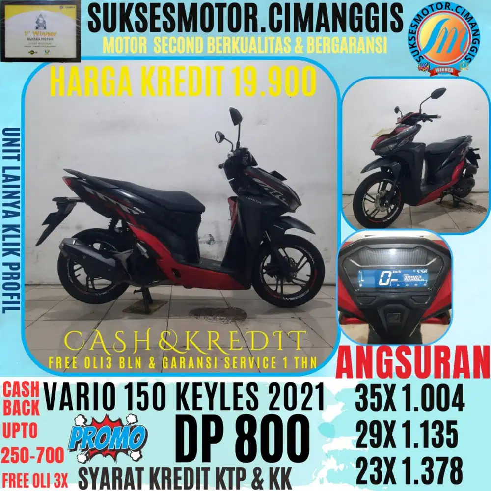 DP 800 CASHBACK UPTO 700 RIBUAN FREE OLI3BLN VARIO 150 KEYLES