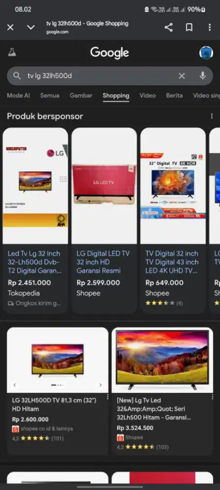 Tv LED Digital LG 32LH500D mulus seperti baru