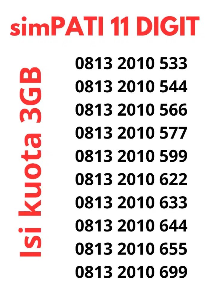 Nomer cantik nomor cantik simpati 11 digit