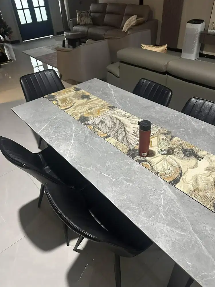 Jual meja makan informa marble abu grey modern
