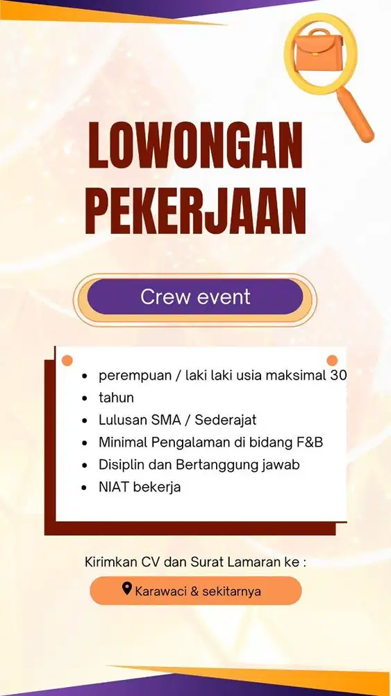 Lowongan Pekerjaan Crew Event/ Bazaar daerah Tangerang dan Jakarta
