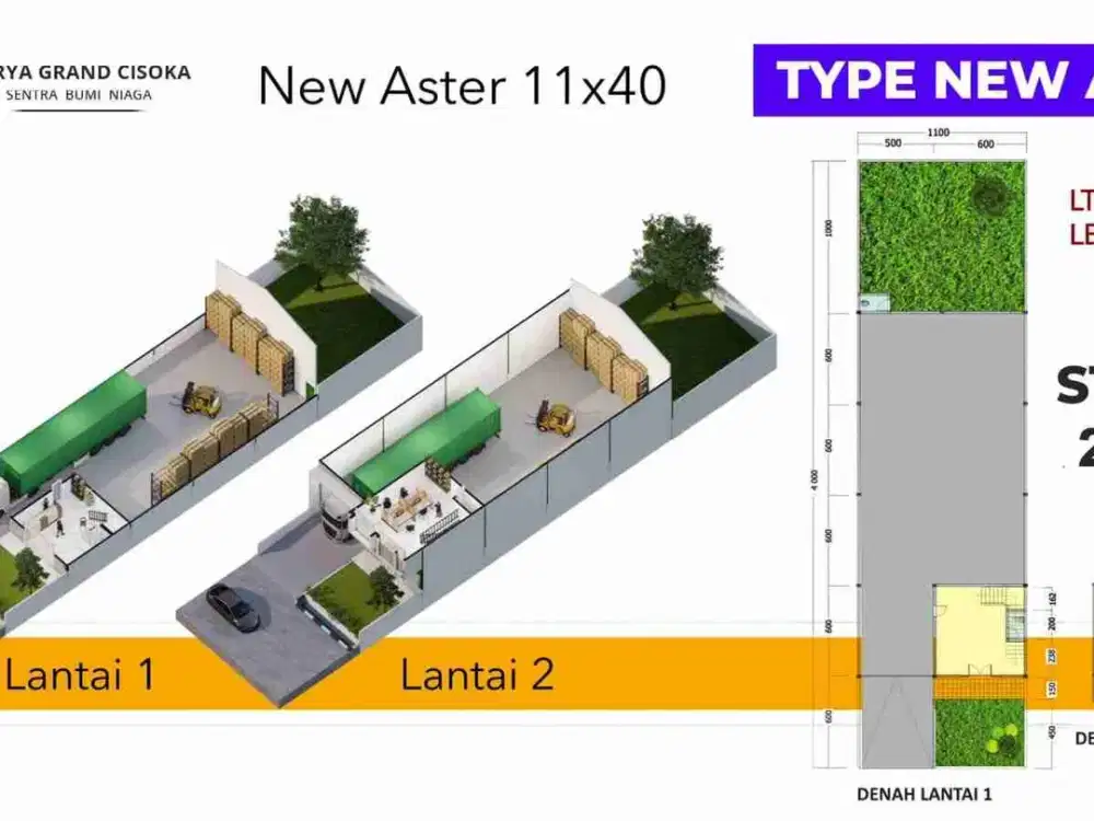 Gudang Besar New Aster 11x40 Surya Grand Cisoka – Tangerang LT 440 LB 313 Start 2,7 M