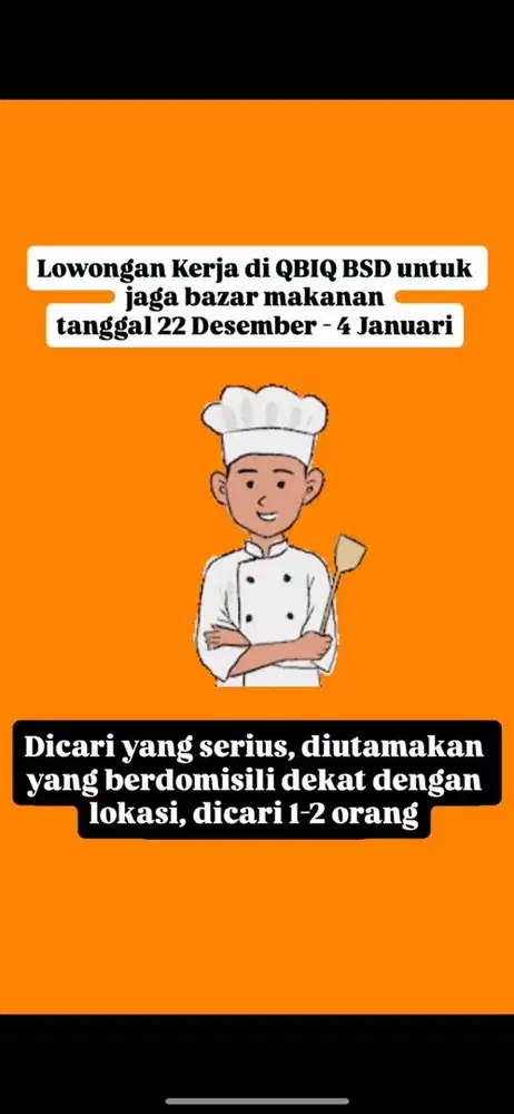 Lowongan Kerja Jaga bazar di QBIQ BSD
