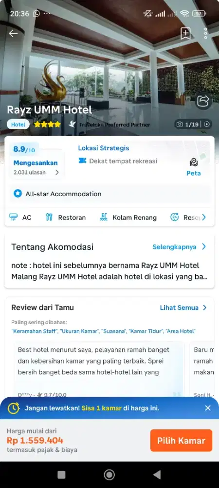 Tiket Rayz UMM Hotel Batu Malang