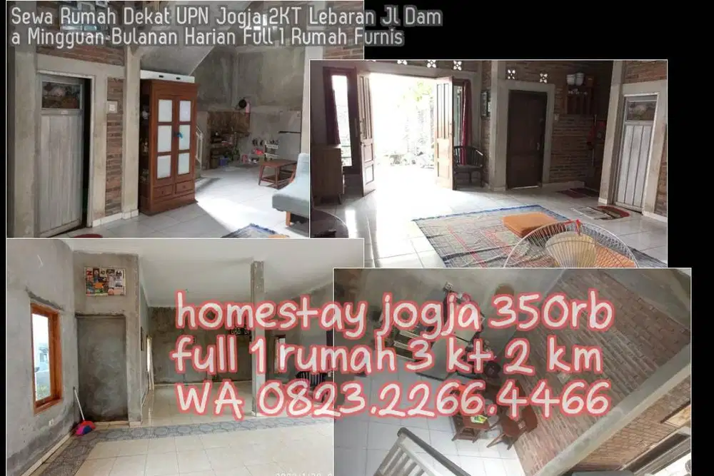 Sewa Rumah Dekat UPN Jogja 2KT Lebaran Jl Dama Mingguan Bulanan Harian