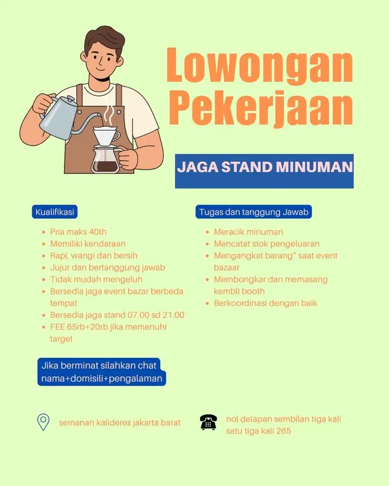 Lowongan pekerjaan jaga stand