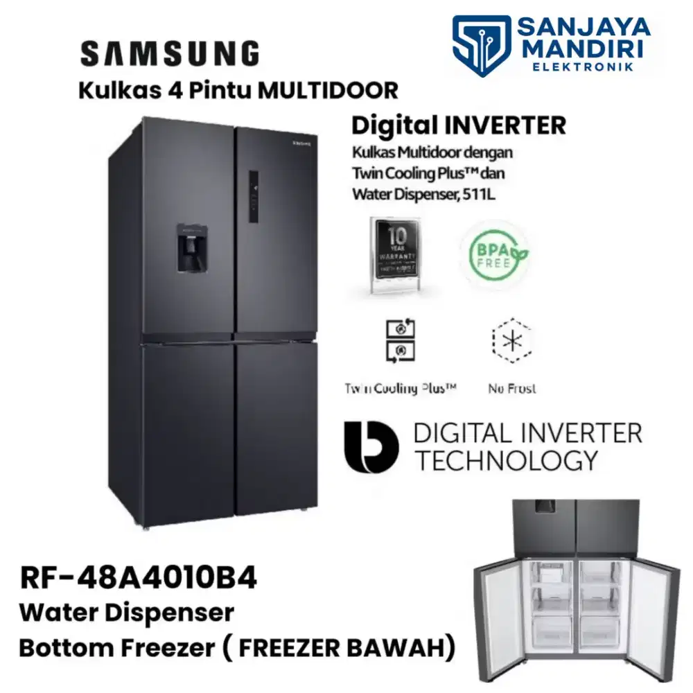 SAMSUNG MULTIDOOR 4 PINTU Twin Cooling WATER DISPENSER RF48A4010B4