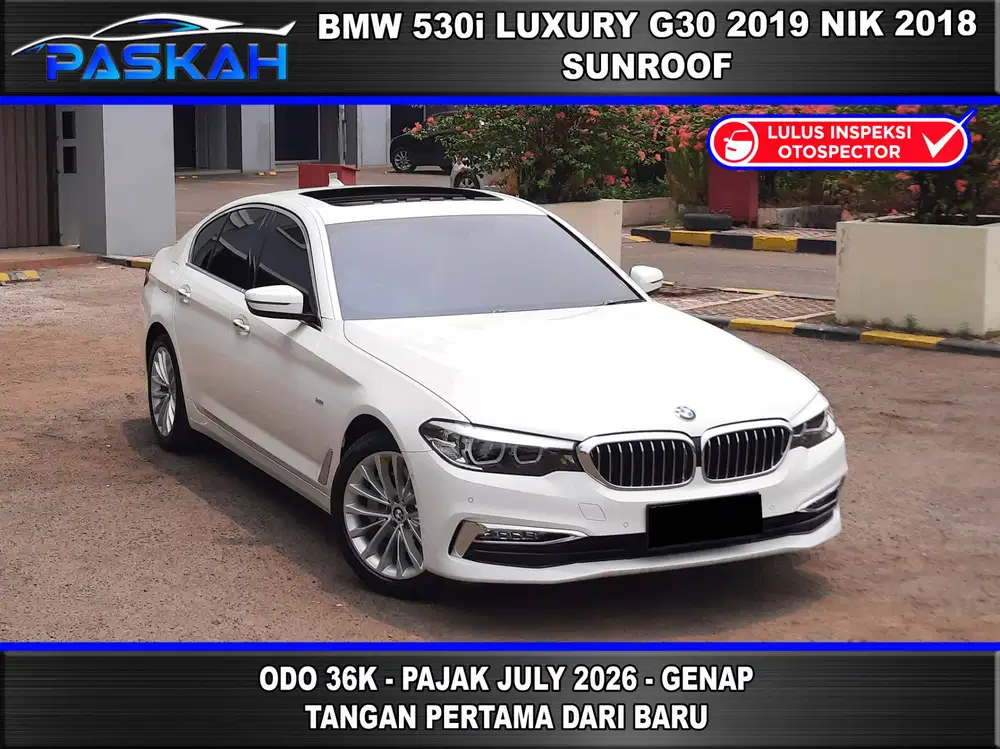 SUNROOF Bunga=5% Odo=36K Pajak=JULi GENAP BMW 530i g30 2019 NIK 2018
