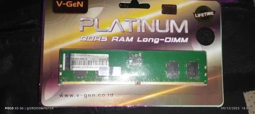 Murah banget, RAM 8 DDR5 V-Gen Long DIMM PC 4800Mhz. Harga Rp 1.590k