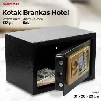 Kotak Brankas Hotel Password 8 Digit 31x20x20cm tanpa Lubang Koin