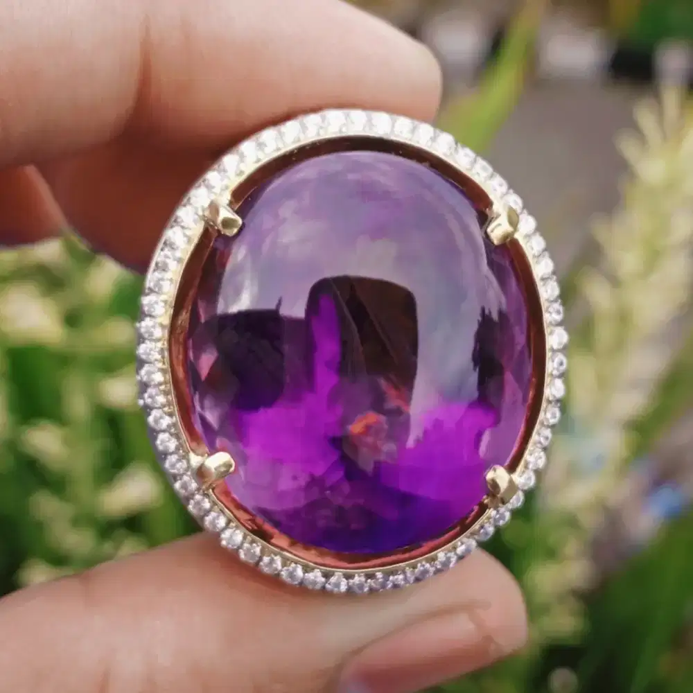 Batu Kecubung Natural Amethyst Brazil 61.51 ct Ring Besar Tinggi