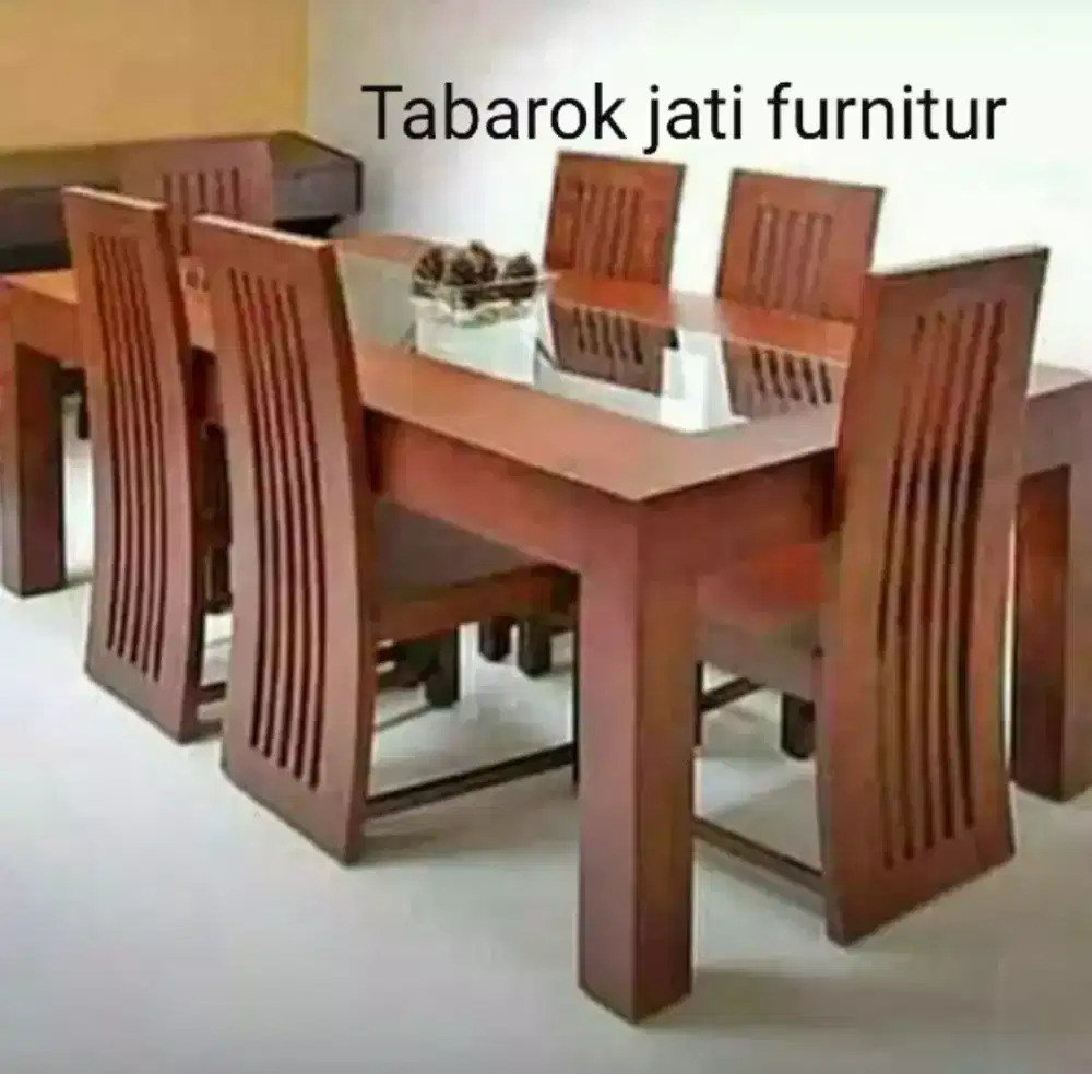 Meja makan minimalis modern,k.6, bahan kayu jati tua