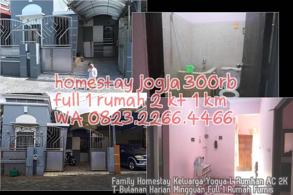 Family Homestay Keluarga Yogya L Rumhan AC 2KT Bulanan Harian Mingguan