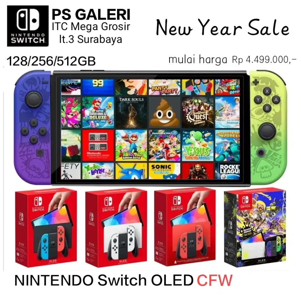 NINTENDO SWITCH OLED ¢FW +128/256/512GB FULL GAME NEW YEAR SALE