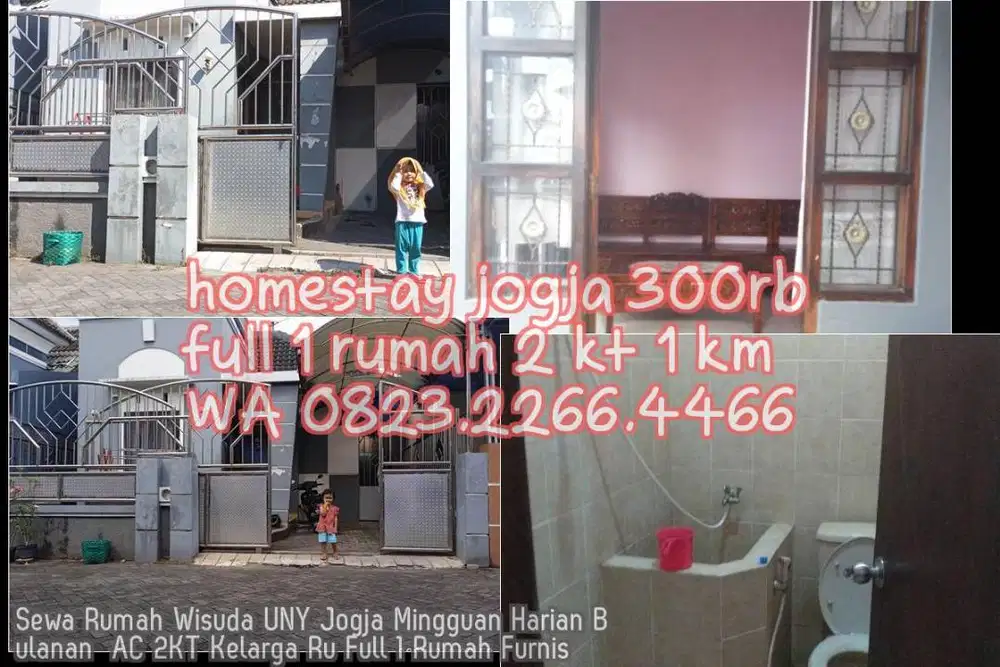 Sewa Rumah Wisuda UNY Jogja Mingguan Harian Bulanan  AC 2KT Kelarga Ru
