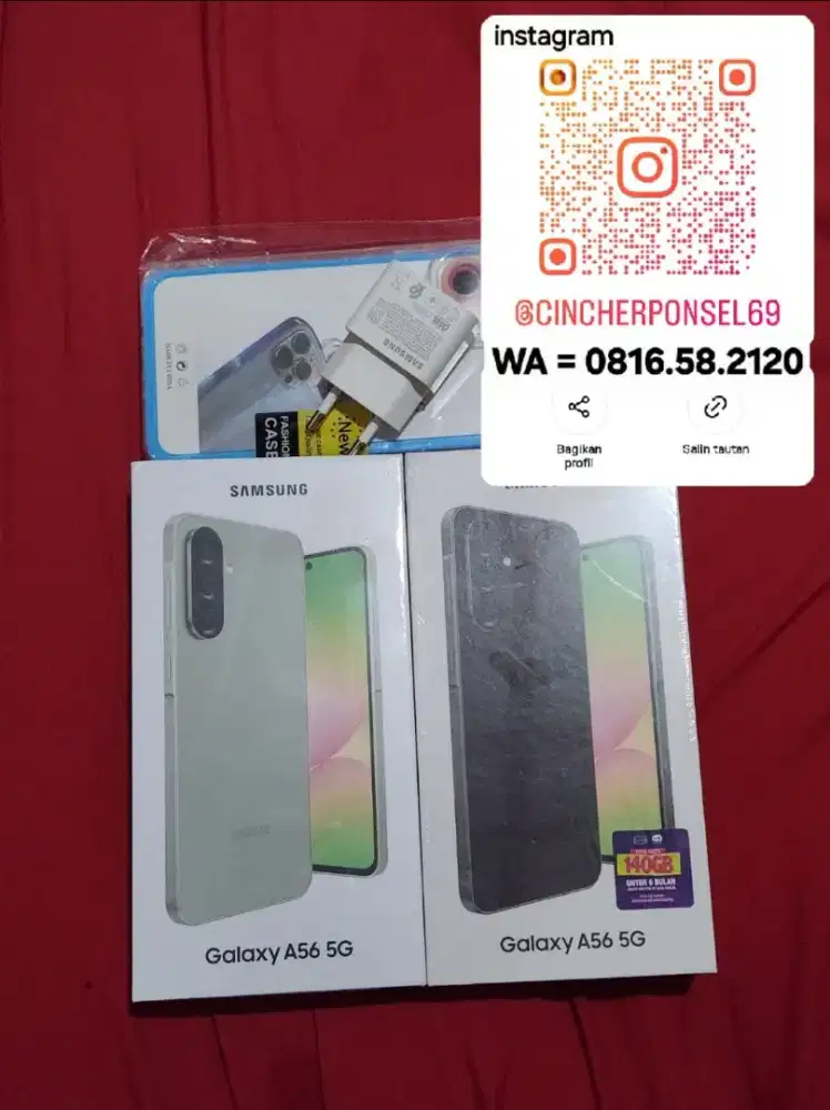 Jual hp SAMSUNG A56 5G NEW GARANSI RESMI 1TAHUN Free adaptor n case