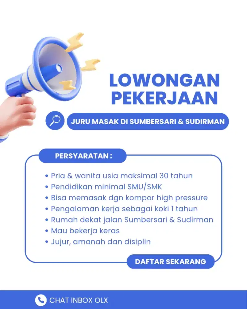 Cari Juru Masak Sumbersari & Sudirman