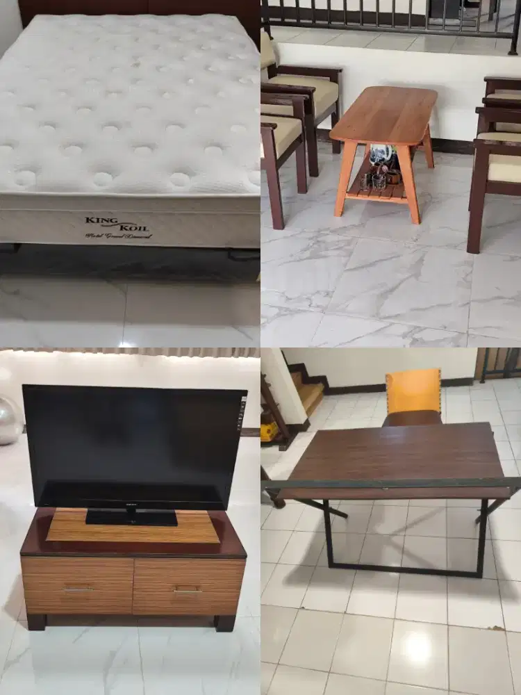 Kasur King Koil 160x200+dipan+lemari TV+sofa kursi+meja belajar