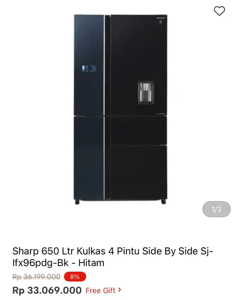 KULKAS SHARP SJ-IFX96PDG-BK 650LTR