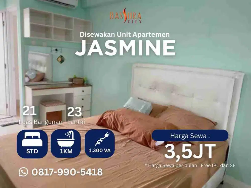 Sewa Studio Furnished ada water heater apartemen Bassura City tower Jasmine