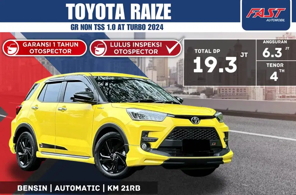 TOYOTA RAIZE GR 2024 NON TSS 1.0 AT TURBO LOW KM.21RB & PAJAK PANJANG