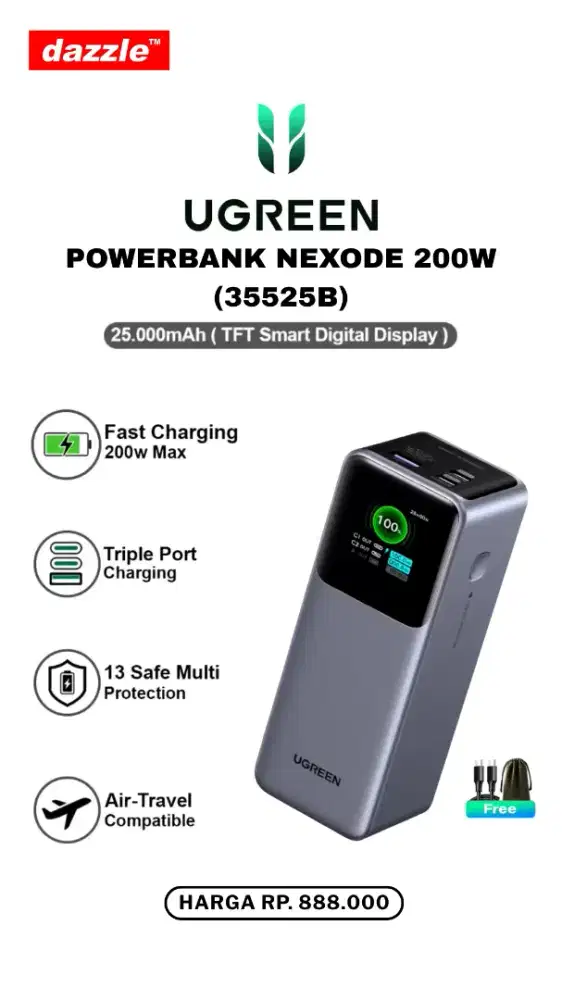 UGREEN POWERBANK NEXODE 25.000MAH 200W (35525B)