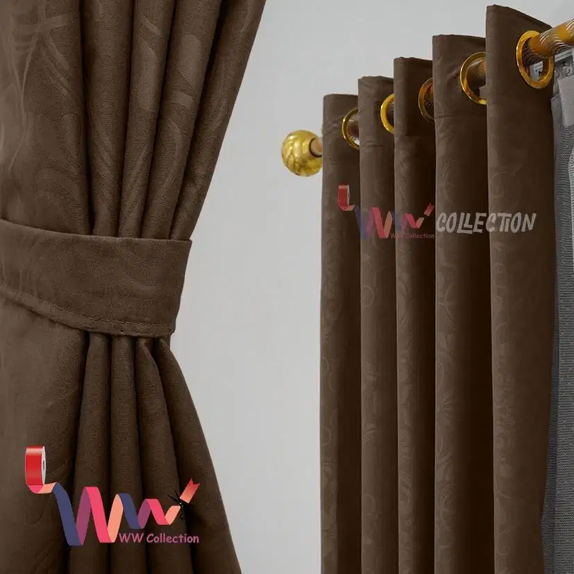 Gorden jendela coklat estetik bekas masih mulus