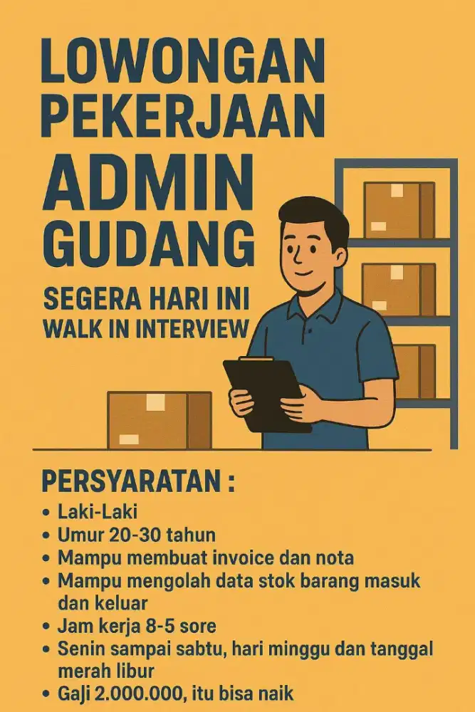 lowongan kerja admin gudang