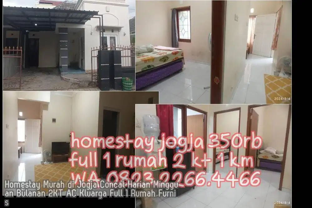 Homestay Murah di Jogja Concat Harian Mingguan Bulanan 2KT AC Kluarga