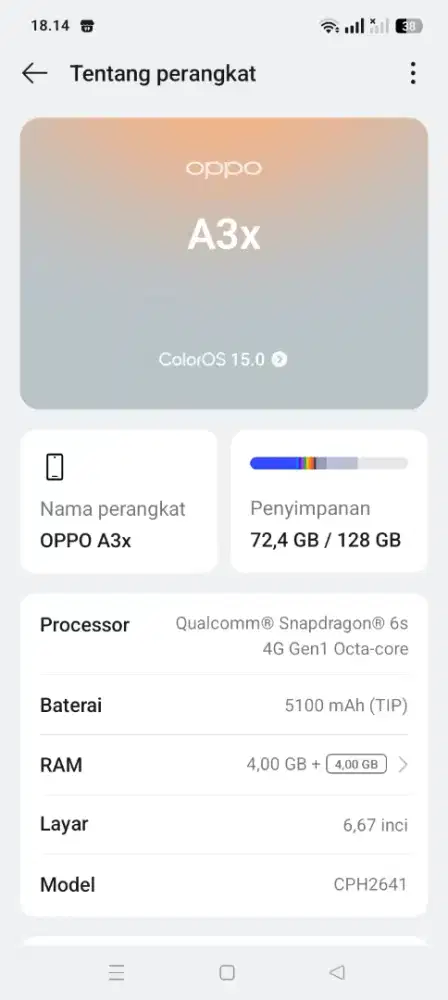 Jual hp Oppo A3X