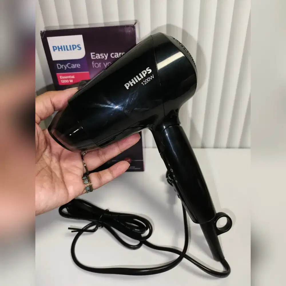 Hair Dryer Philips 1200Watt Hitam Pengering Rambut Pengeringan Cepat