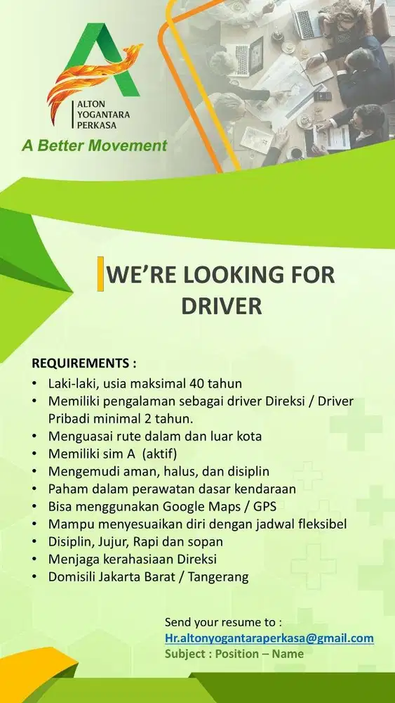 Driver Direksi / Driver Pribadi