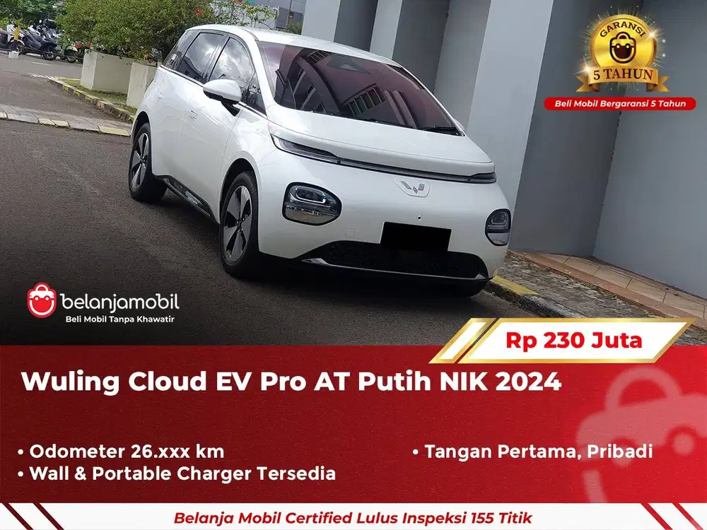 [ GARANSI 5TH ] Wuling Cloud EV Pro AT Putih NIK 2024 2025