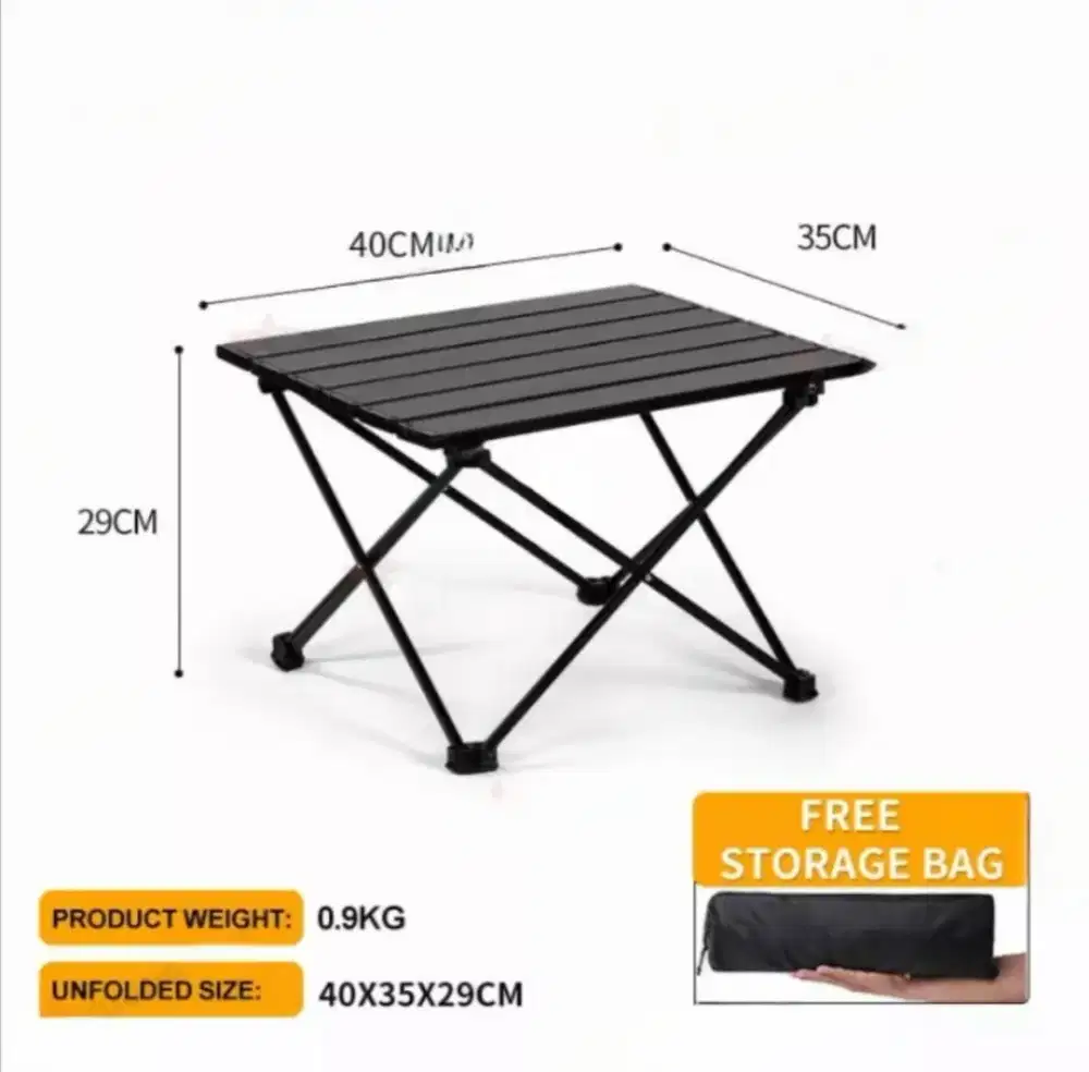 Meja camping lipat outdoor baru + tas nya