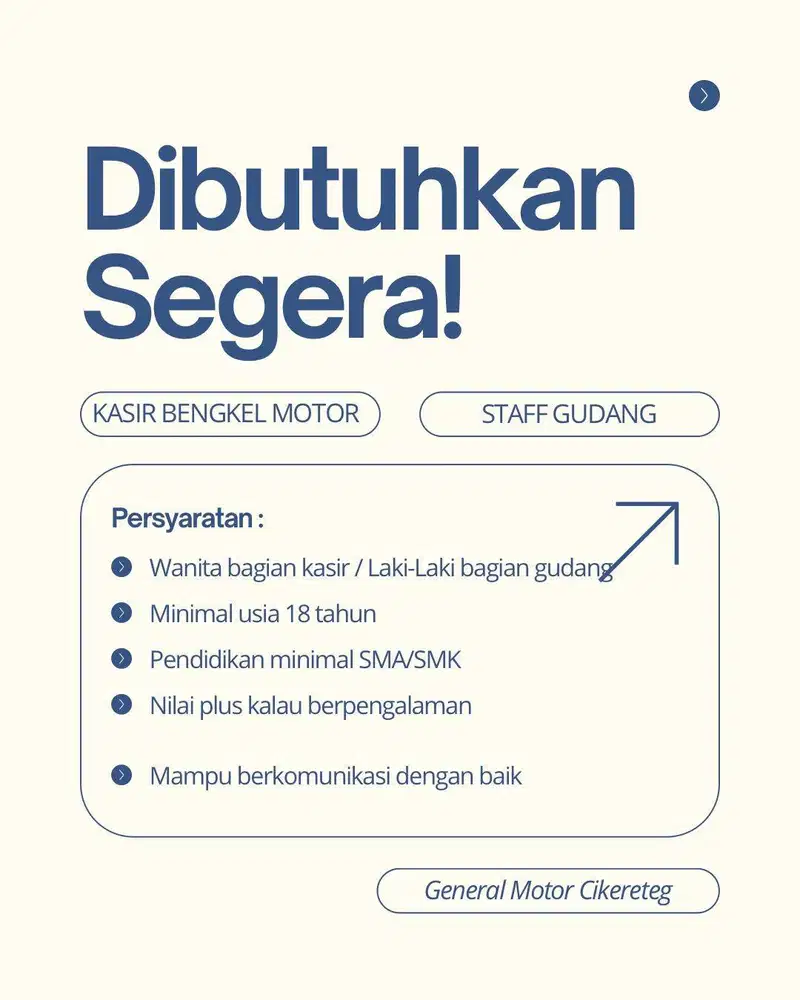 LOWONGAN KERJA KASIR BENGKEL MOTOR