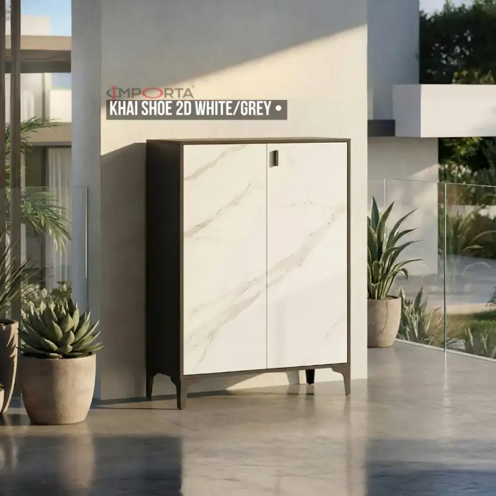 Rak / Kabinet Besi Importa Khai Shoe 2D White-Grey