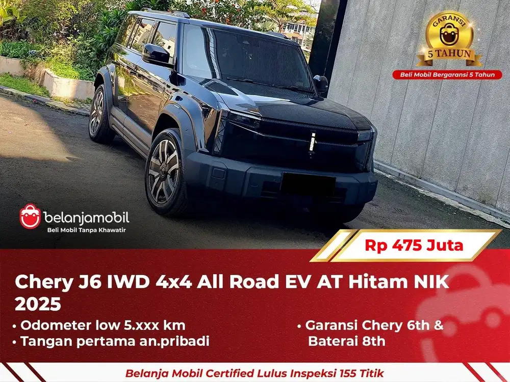 [GARANSI 5TH] Chery J6 J 6 IWD 4x4 All Road EV AT Hitam 2025 2026