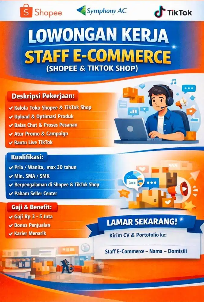 Lowongan kerja Staff E-Commerce / Admin Marketplace
