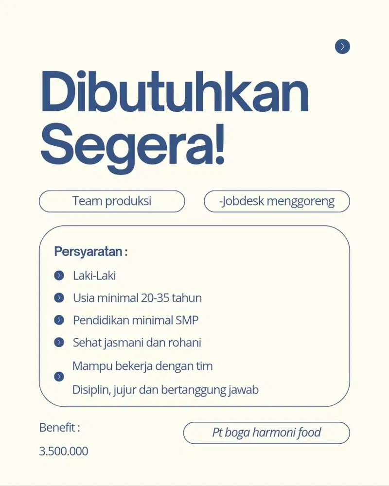 Lowongan kerja team produksi