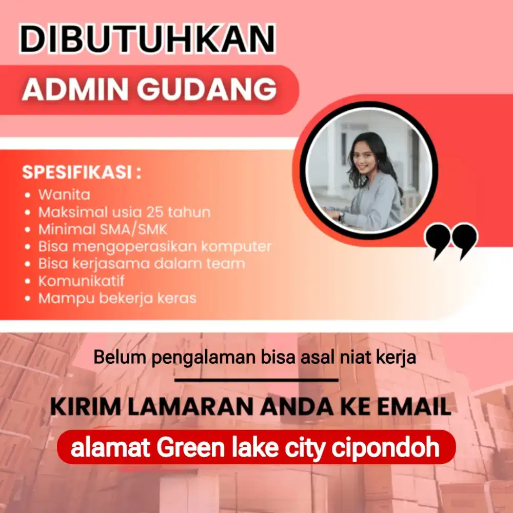 Loker admin gudang wanita