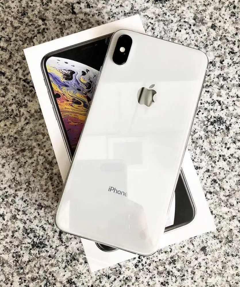 iPhone Xs Max 256GB Silver Fullset Original bawaan semua