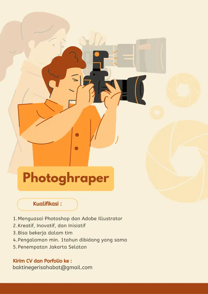 LOWONGAN KERJA PHOTOGRAPHER & MANAJEMEN SOSIAL MEDIA