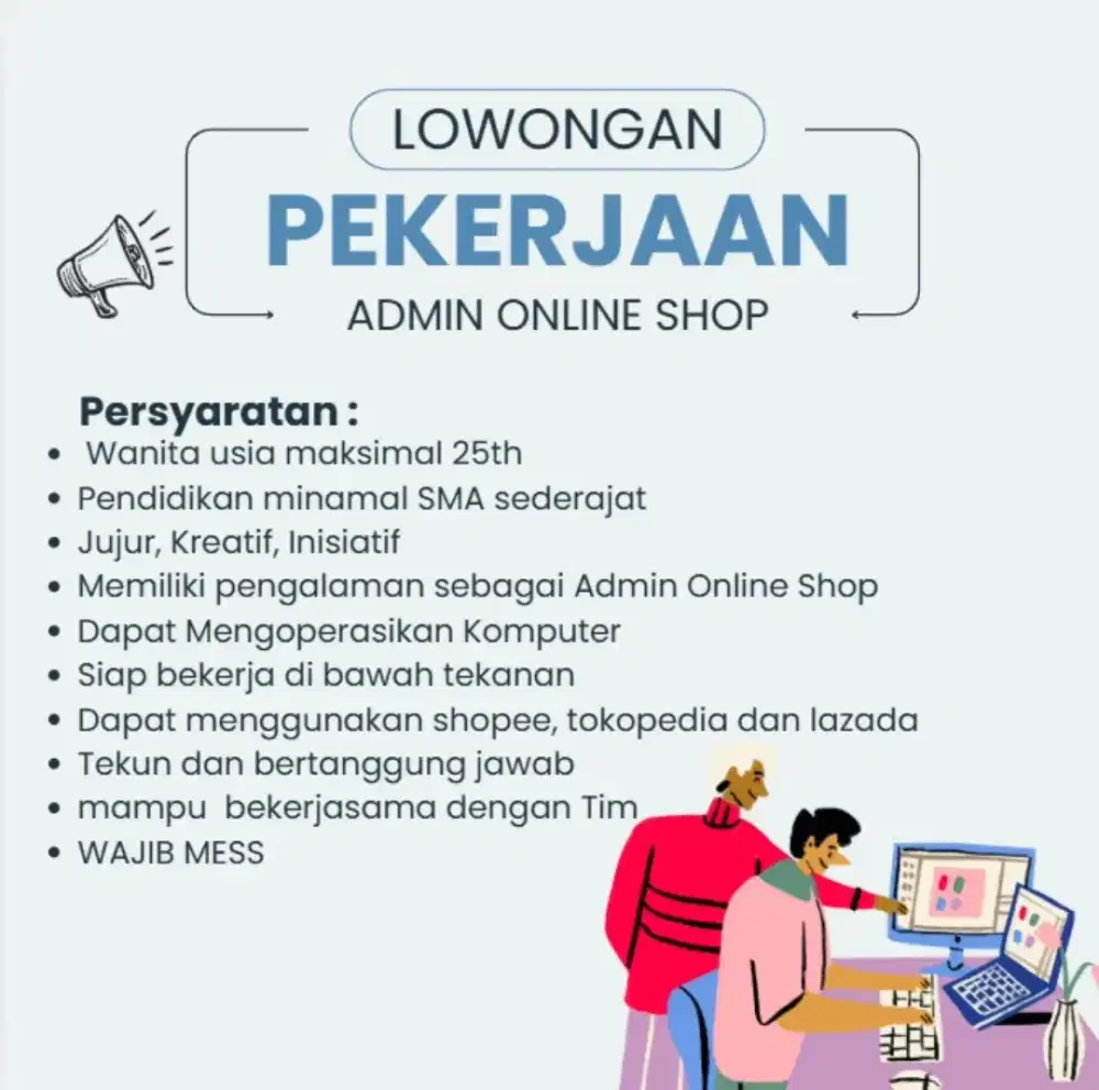 LOWONGAN ADMIN ONLINE SHOP