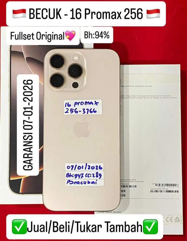 Iphone 16 Promax 256 Gb Desert Titanium Resmi beacukai