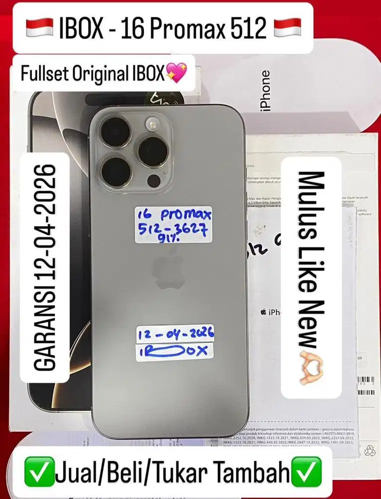 Iphone 16 Promax 512 Gb Natural Titanium Resmi ibox garansi on