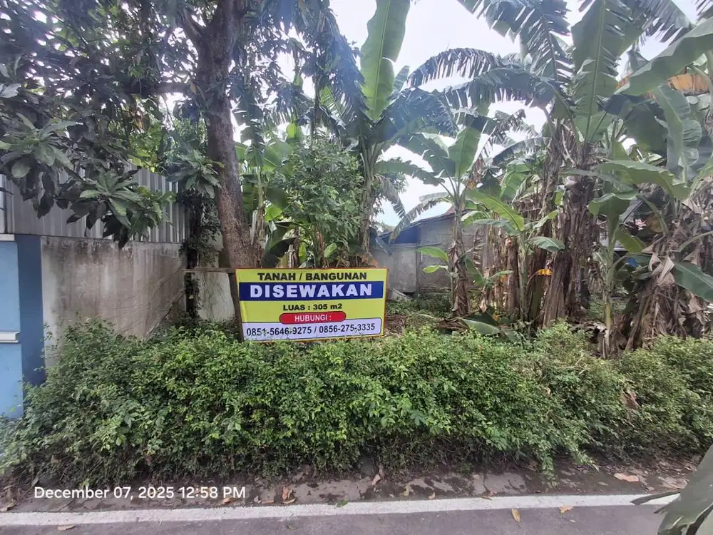 Lahan 305 meter Tlebengan RT.01 RW.07 Sragen Tengah